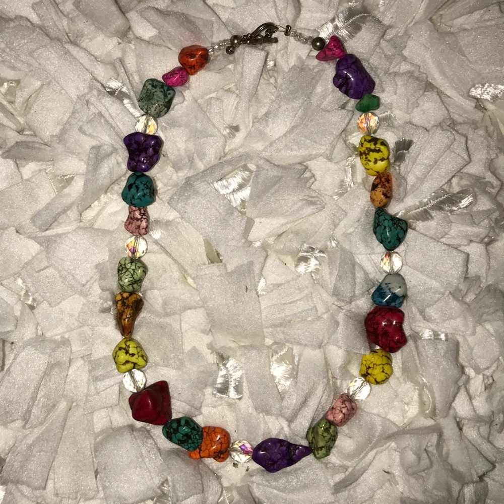 Multicolored stone necklace